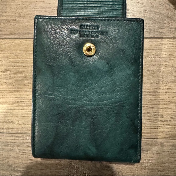 Vintage Buxton Heiress Cardex Bi-Fold Leather Wallet Green Marble Flower - Picture 2 of 5